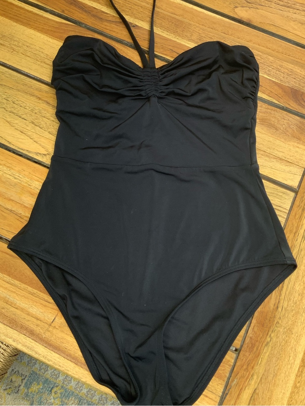 Black Women's One-Piece Swim Suit with Halter Detail VS